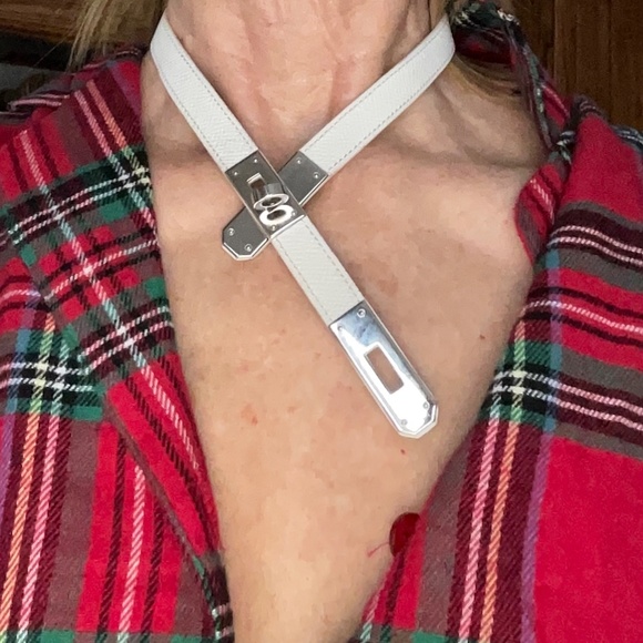 Hermès white Kelly leather choker - Picture 15 of 16